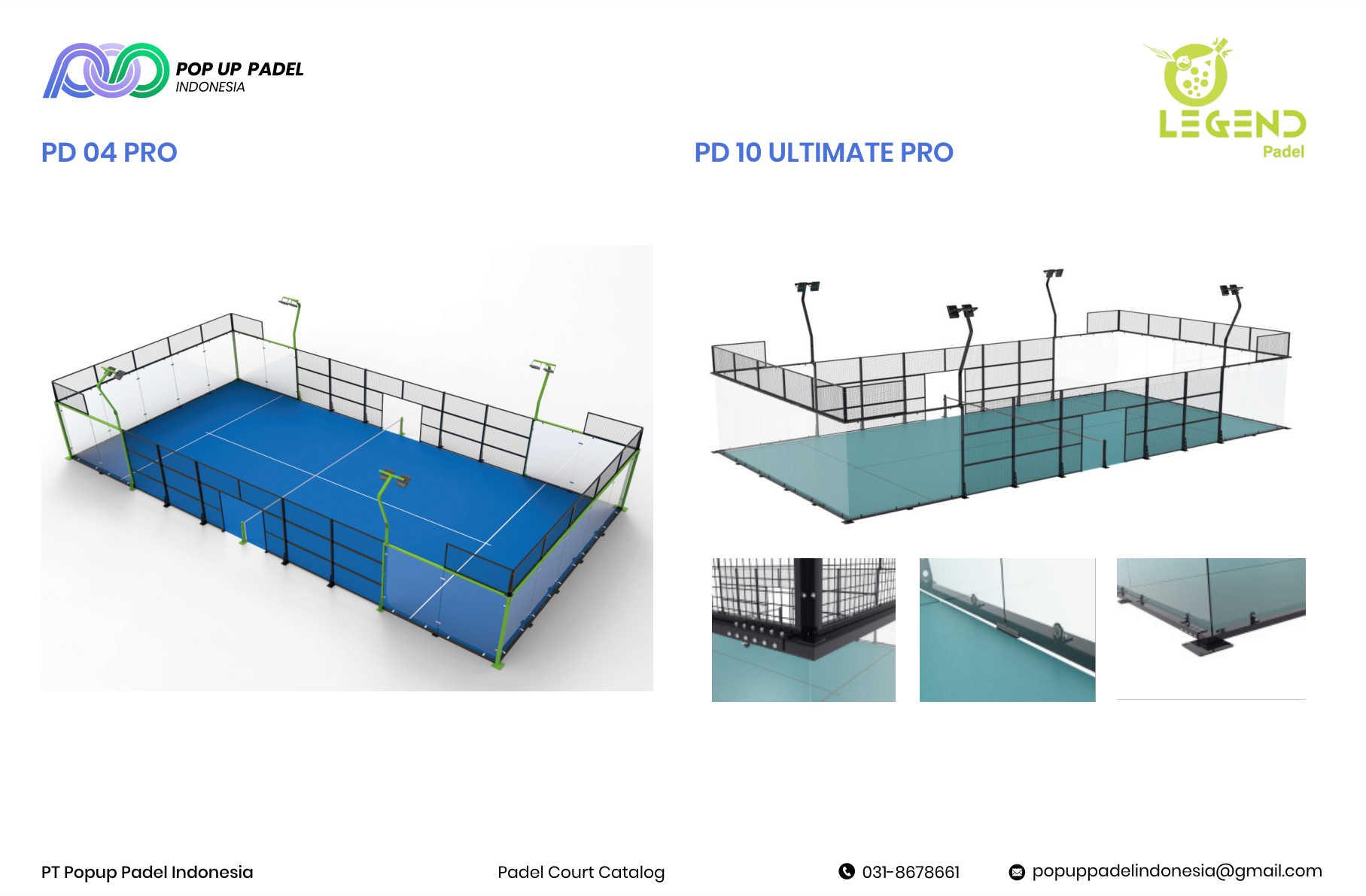 Legend PD 04 Pro — lapangan padel standard profesional indoor outdoor